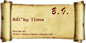 Béky Ilona névjegykártya